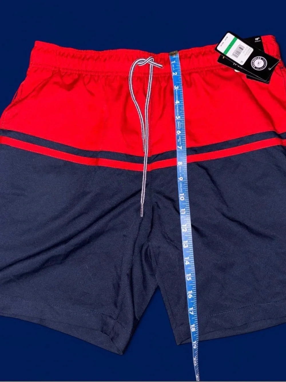 Speedo Men's Red and Navy Colorblock Swim Shorts